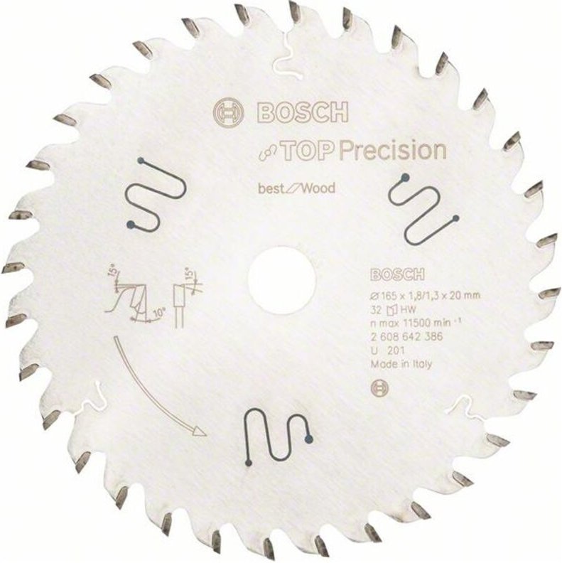 Kreissägeblatt Top Precision Best for Wood, 165 x 20 x 1,8 mm, 32 - Bosch