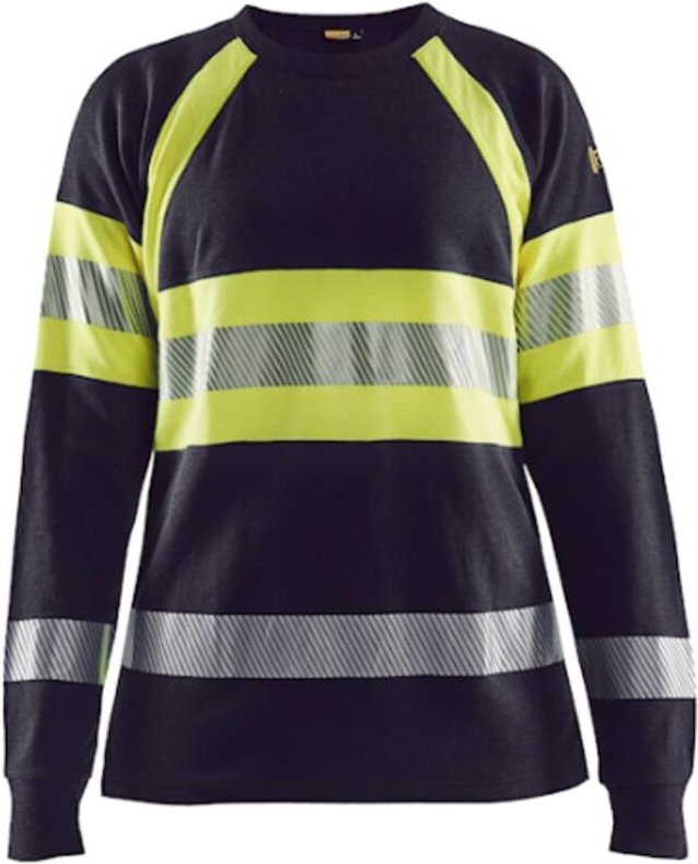 Arbeits-T-Shirt mit langen Ärmeln, flammhemmend, Damen 3494 – Marine/Neongelb L