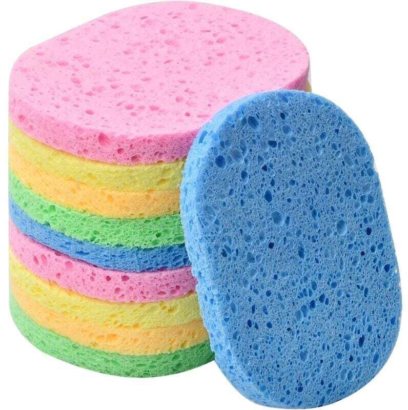 10 Stück Gesichtsreinigungsschwamm, Kosmetikschwamm aus natürlicher Zellulose, wiederverwendbare Schwämme zum Make-up-En...