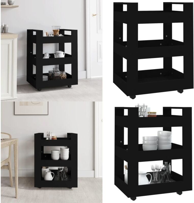 Küchenwagen Schwarz 60x45x80 cm Holzwerkstoff - Küchenwagen - Kücheninsel - Küchenregale - Holzwerkstoff Möbel - Schwarz...
