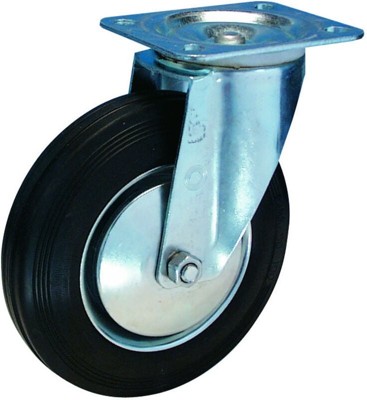 Bs rollen Lenkrolle 125mm lg. r Stahlbl Verz Gummirad