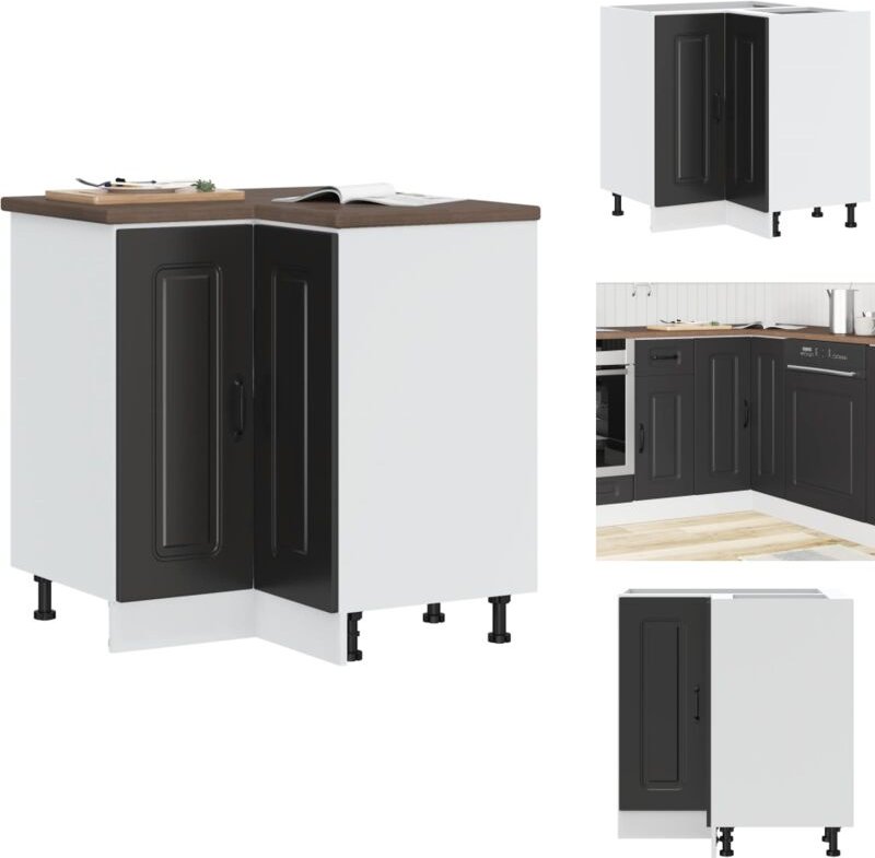 Küchen-Eckunterschrank Kalmar Schwarz Holzwerkstoff - Kücheneckunterschrank - Kücheneckunterschränke - Eckunterschrank -...