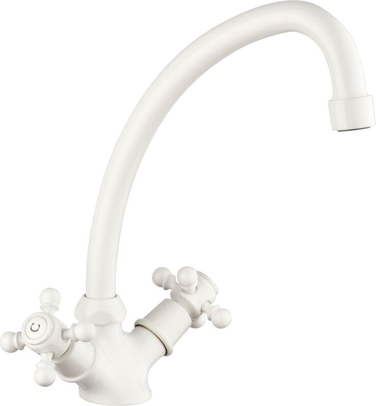 Spültischmischer Tiffany Bec Schwanhals Weiß