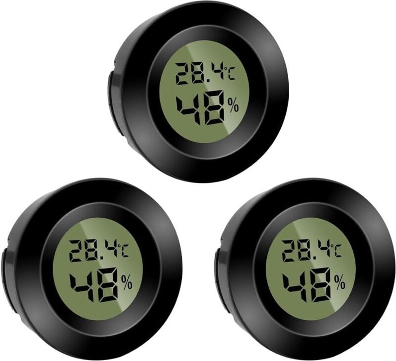3er-Pack rundes digitales Mini-Hygrometer – Hygrometer – Temperatur (℉) oder Celsius (℃) – für Innenräume, Büro, Wohnzim...