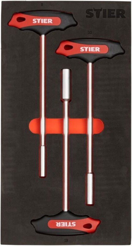 T-Griff-Steckschlüssel-Satz mit Außensechskant sw 8 - 13 mm in Weichschaumeinlage (eva), T-Schlüssel Set, T-Griff Set - ...