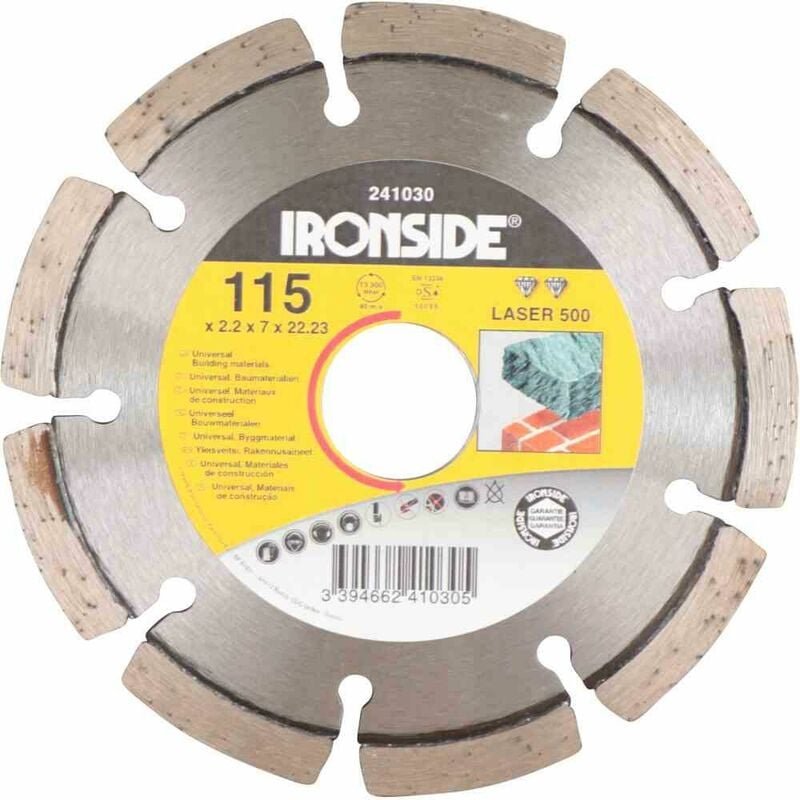 Ironside - Diamant-Trennscheibe Typ laser 500 115 mm, 2,2/6 mm Rand segmentiert