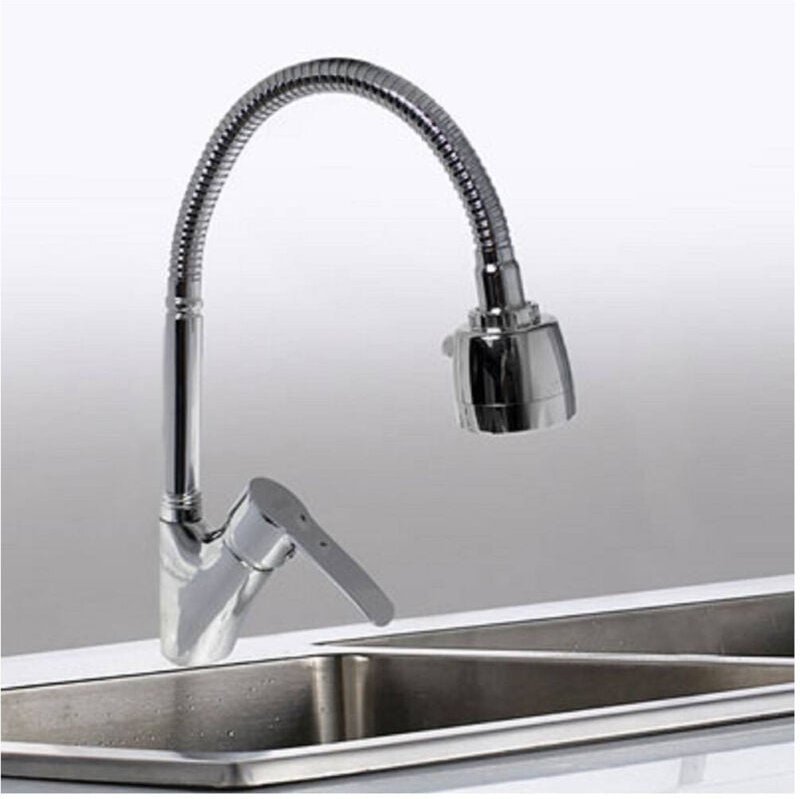 Trade Shop Traesio - Trade Shop - einhand-küchenspülarmatur mit doppelstrahlbrause chrom messing 52342 -
