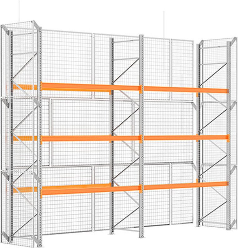 Palettenregale 3 Ebenen gesichert - Höhe 4500mm - Länge 1825mm - RAYPALSE/3N/4518