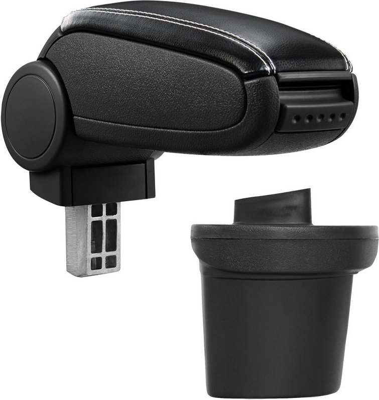 Mittelarmlehne Nissan Juke mit Staufach Kunstleder Schwarz mit weißen Nähten pro.tec