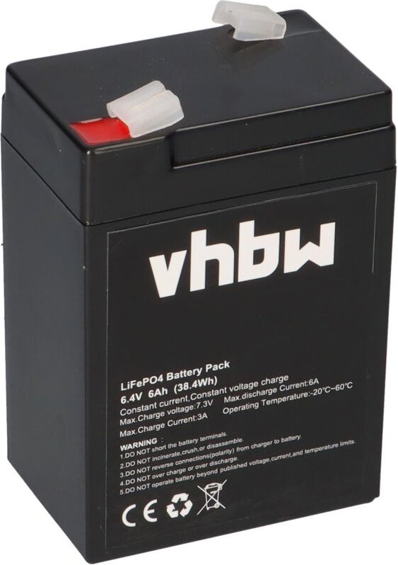 Vhbw - Akku Bordbatterie kompatibel mit Wohnwagen, Boot, Camping, Wohnmobil (6Ah, 6,4V, LiFePO4)
