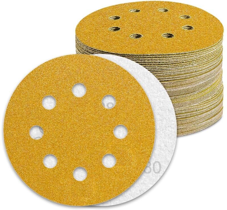 Schleifscheibe, 125 mm, Körnung 80, Schleifpapier, 100 Stück, Schleifscheiben für Exzenterschleifer, Schleifpapier