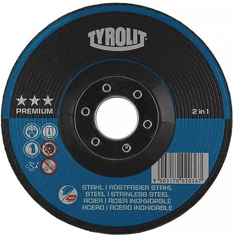 TYROLIT Schruppschleifscheibe PREMIUM "2 in 1", Scheiben-ØxScheibenbreite: 125X4 mm