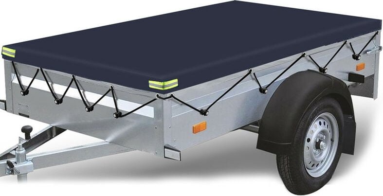 600D Anhängerplane 215x125x13cm mit 4 blauen elastischen Kordeln