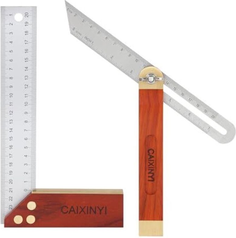 2 Teiliger Schreinerwinkel, 250 mm Anschlagwinkel, 200 mm verstellbare Multifunktions Schmiege, Palisandergriff, Edelsta...