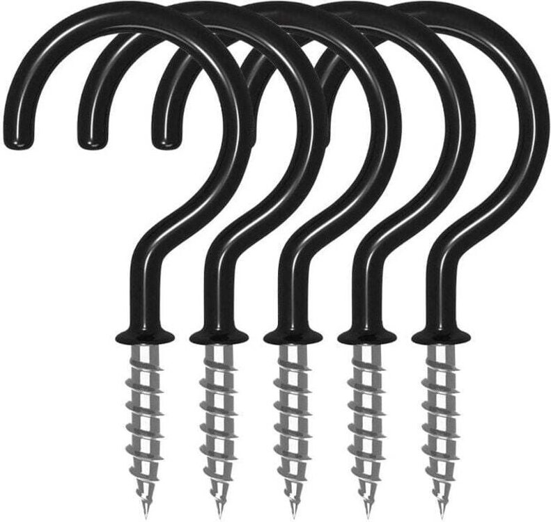 12x Schraubhaken Metall Deckenhaken zum Einschrauben für Bad Küche Garage - Schwarz