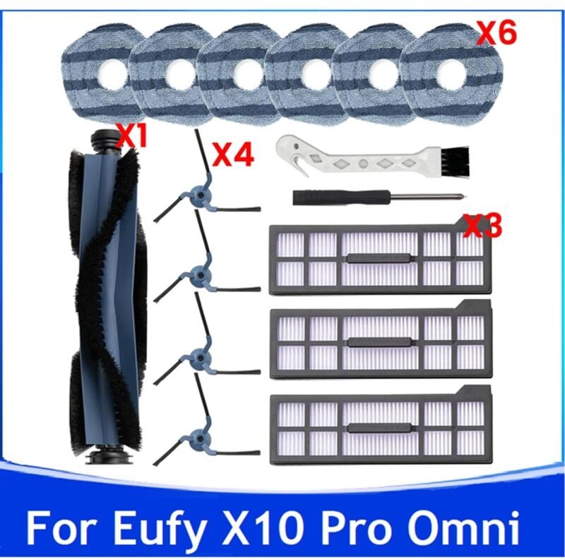 16PCS Roboter Vakuum Wichtigsten Seite Pinsel Mopp Tuch Pads Hepa-Filter