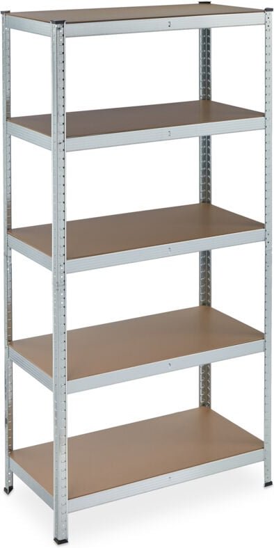 2 x Schwerlastregal verzinkt, Traglast 875kg, 180x90x45 cm, 5 Böden, zum Stecken, Stahl, mdf, Lagerregal Keller, silber