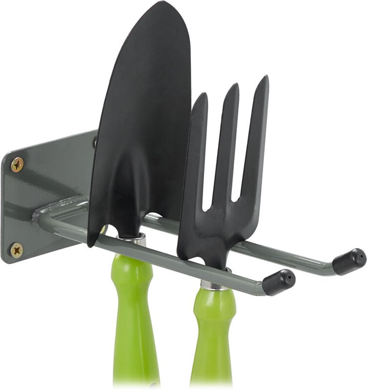 Relaxdays - 4 x Wandhaken, 24 cm lang, Doppelhaken Wand, Gerätehalter Garage, Werkstatt & Keller, Besenhalter Stahl, ant...