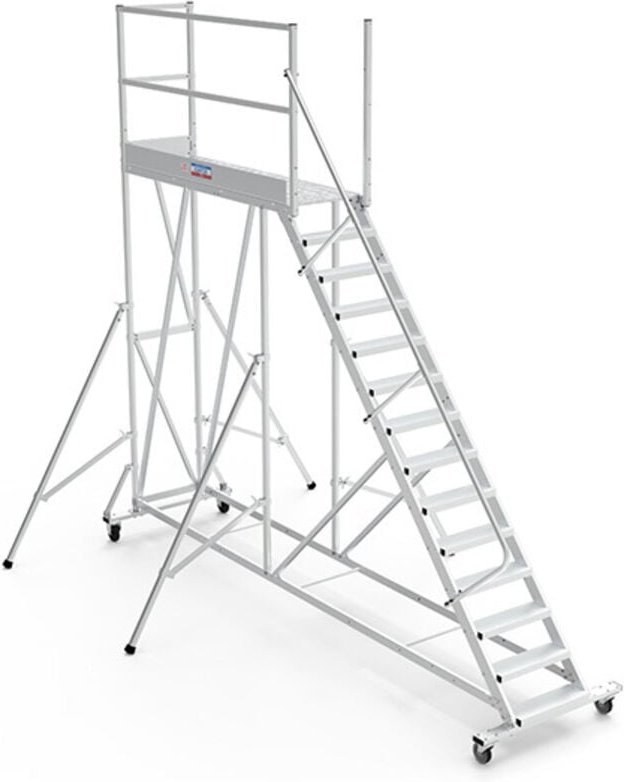 Mobile Plattform mit Geländer links und hinten - Maximale Arbeitshöhe 4.60m - PTF213G-RS