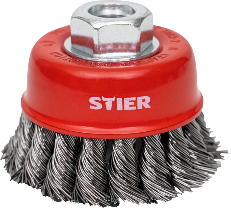 Topfbürste Stahl, gezopfter Draht, für Winkelschleifer, ø 65 mm, M14, Drahtstärke 0,5 mm, Drahtbürste-flex, Winkelschlei...