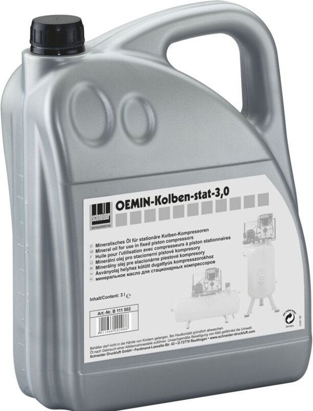Thumbnail - Schneider Kolbenkompressor Öl OEMIN-Kolben-stat - passend zu Kolbenkompressoren, 3 Liter