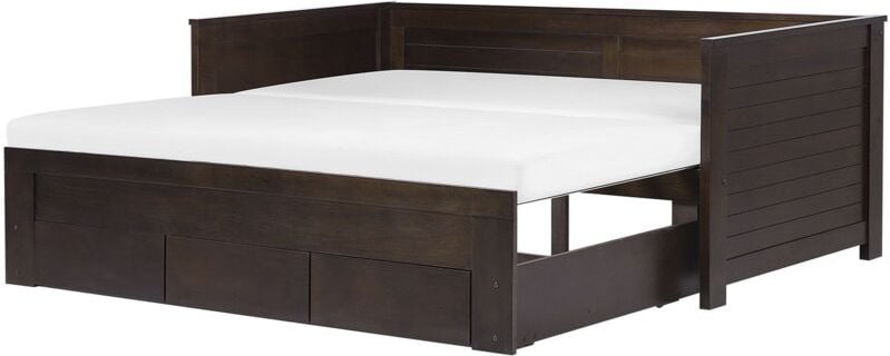 Bett mit Schubladen Holz CAHORS 90 x 200 cm Dunkelbraun