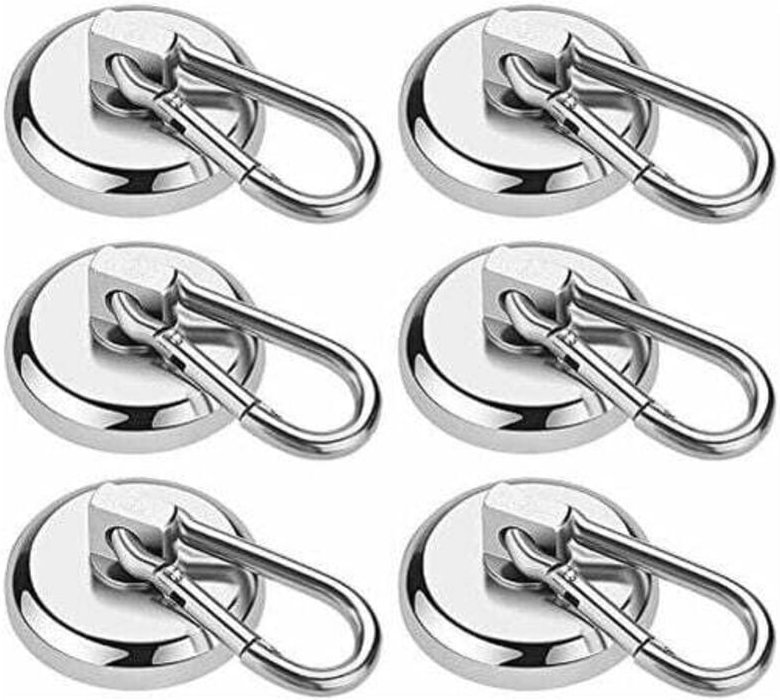 Thumbnail - Magnethaken, 6 Stück, 27 kg, superstarker Neodym-Magnet mit abnehmbarem Karabinerhaken, robuste Magnethaken für Küche, G...