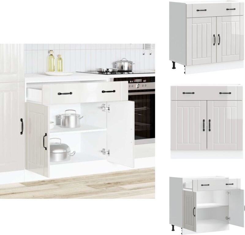 Küchen-Unterschrank Lucca Hochglanz-Weiß Holzwerkstoff - Küchenunterschrank - Küchenunterschränke - Spülenunterschrank -...