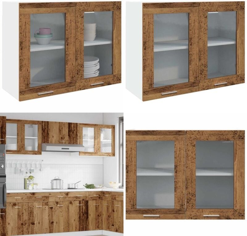 Hängeglasschrank Altholz-Optik 80x31x60 cm Holzwerkstoff - Vidaxl