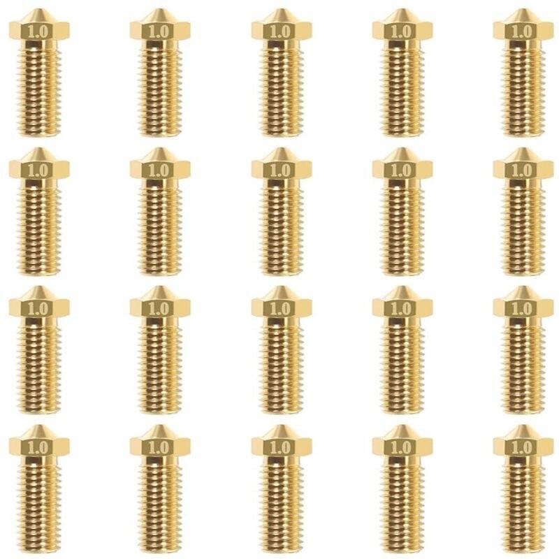 20 Stück 1,0 mm 3D-Düse aus vulkanischem Messing für V5 V63D-Drucker, Extruder-Druckkopfdüse