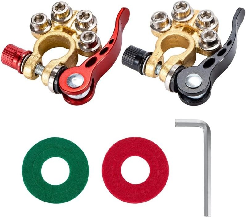 Batterieklemme, 12-V-Batterieklemmenanschlüsse, positiver und negativer Anschluss mit Korrosionsschutzscheiben und Inbus...