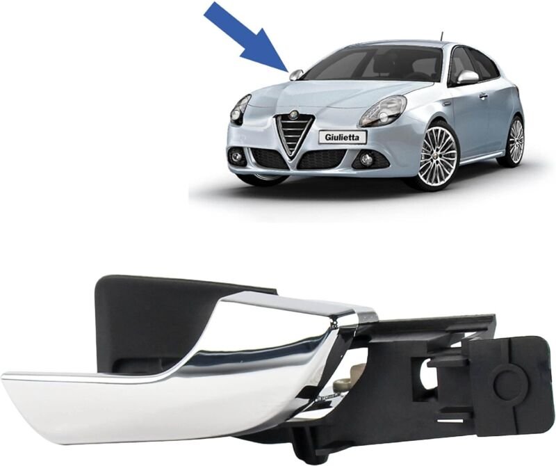 Ccykxa - Innentürgriff kompatibel für Alfa Romeo Giulietta (ab 2010), vorne rechts (Beifahrerseite) (Chrom)