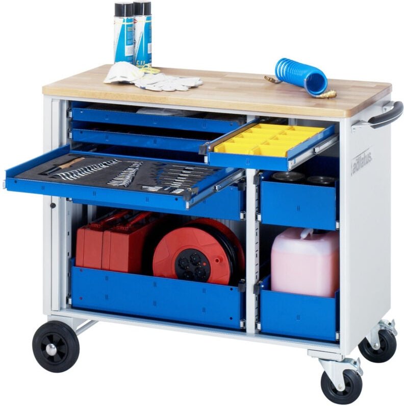 Werkzeugwagen mit 5 Schubladen Buche BxTxH 1025x520x890mm - RAU