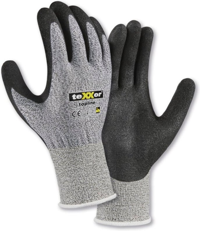 teXXor® topline Schnittschutz-Handschuhe NITRIL E, Grau-meliert/Schwarz