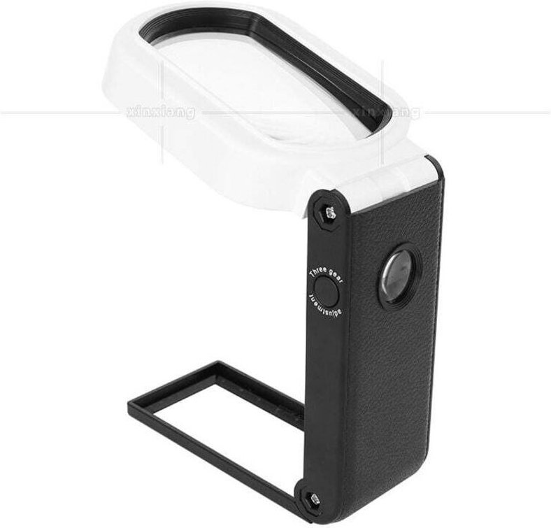 Leselupe 25 x 10 x beleuchtete Lupe, faltbare Taschenlupe, 7 LEDs, Stand-Leselupe, multifunktionale beleuchtete Lupe für...