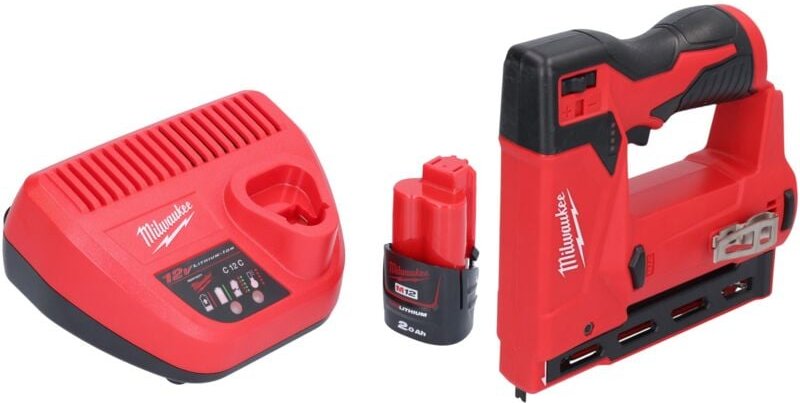 Thumbnail - Milwaukee M12 BST-201 Akku Tacker 12 V 6 - 14 mm + 1x Akku 2,0 Ah + Ladegerät