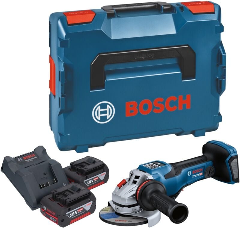 Bosch gws 18V-15 psc Professional Akku Winkelschleifer 18 v 125 mm biturbo Brushless + 2x Akku 4,0 Ah + Ladegerät + L-Bo...