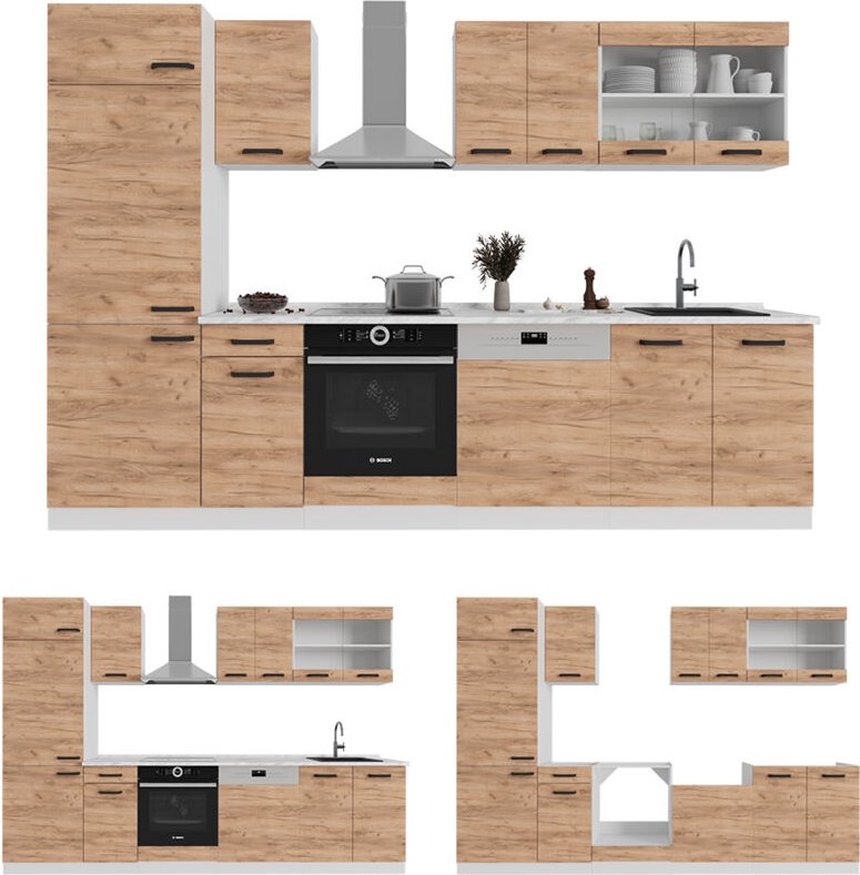 Thumbnail - Vicco - Küchenzeile R-Line, Beton/Anthrazit, 300 cm mit Hochschrank, ap Marmor