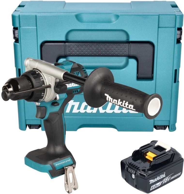 Makita DHP 492 G1J Akku Schlagbohrschrauber 18 V 141 Nm Brushless + 1x Akku 6,0 Ah + Makpac - ohne Ladegerät