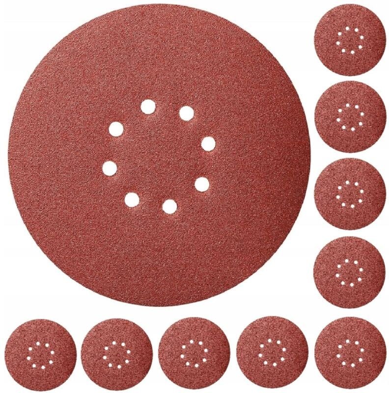 Klett-Schleifpapier für Giraffenschleifer 8 Löcher 225 mm P180 10 Stück