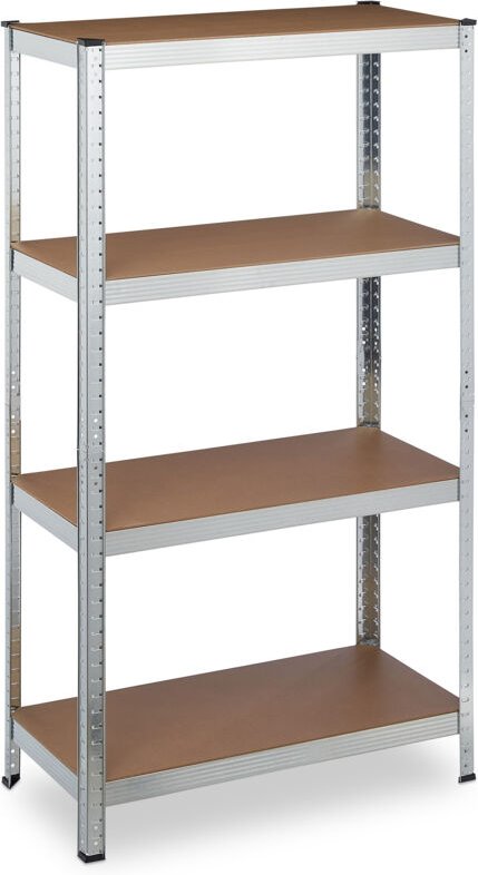 2 x Schwerlastregal verzinkt, Traglast 280kg, 157 x 80 x 40 cm, 4 Böden, zum Stecken, Stahl, Lagerregal Keller, silber