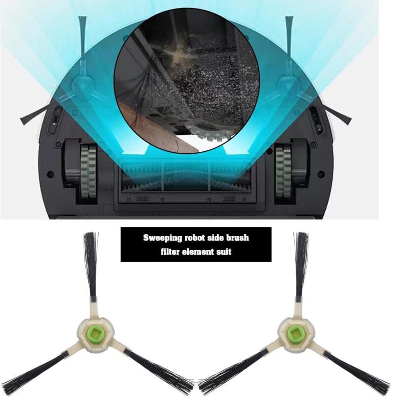 4 Stück Seitenbürsten und 4 Stück Hepa-Filterersatz, kompatibel mit Lefant M210/M210B/M213/M213S Roboter-Staubsauger-Ers...