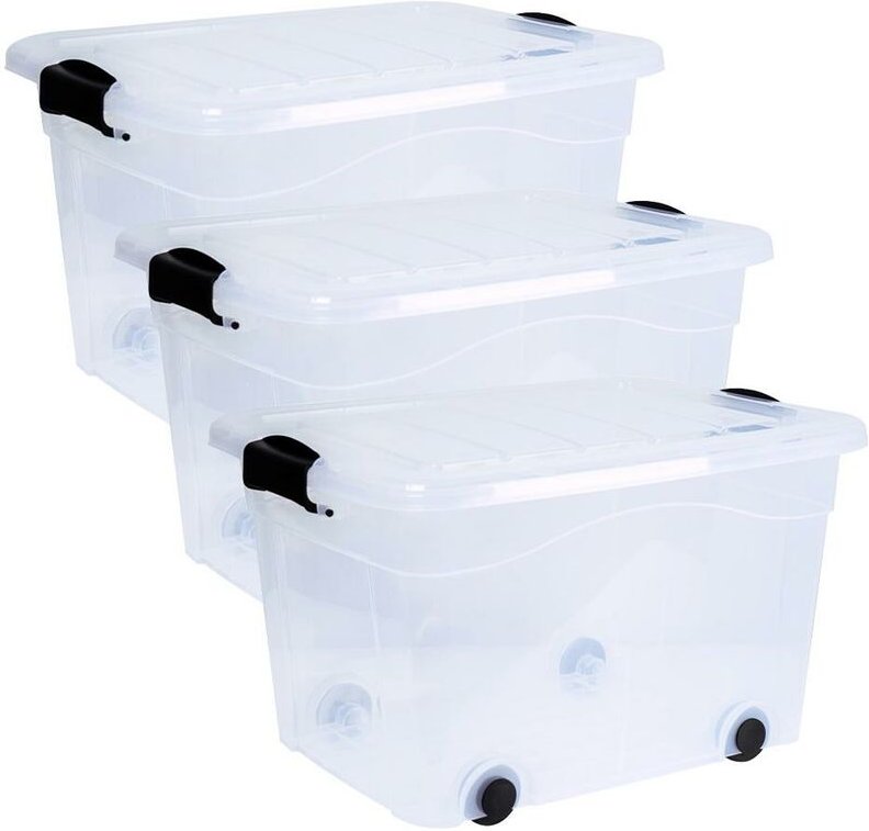 Thumbnail - Aufbewahrungsbox Anzio 60 l 3er-Set mit Rollen