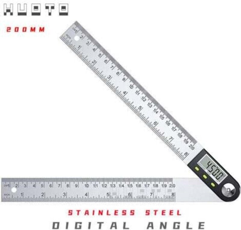Thumbnail - Digitaler Winkelmesser 0–200 mm, digitaler Winkelmesser 0–360 °, 2-in-1-Digital-Winkelmesser aus Edelstahl mit LCD-Displ...
