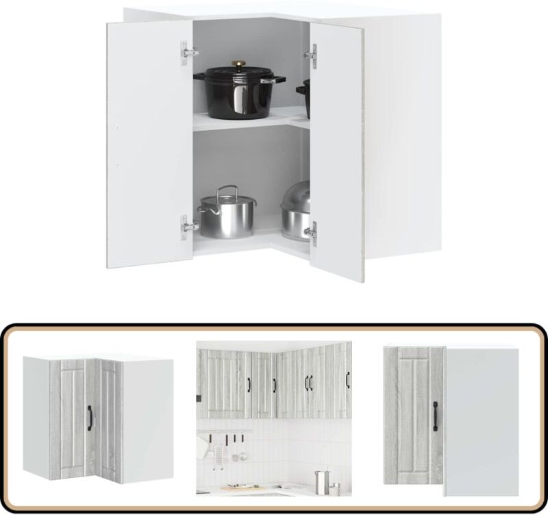 Küchen-Eckhängeschrank Lucca Grau Sonoma Holzwerkstoff - Vidaxl