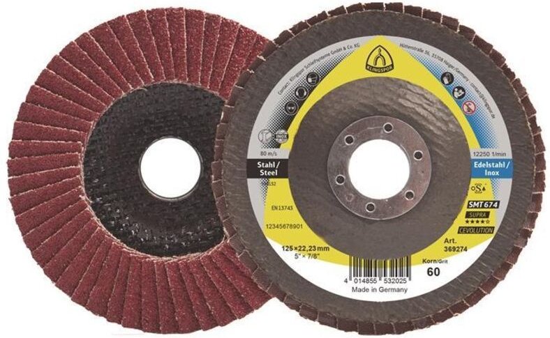 Fächerscheibe SMT 674 Ø 125 mm Körnung 80 mm gewölbt Stahl keramischer Korund