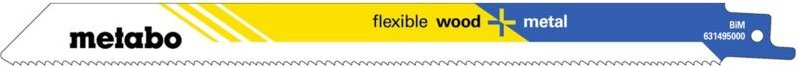 25 Säbelsägeblätter flexible wood + metal 225 x 0,9 mm, BiM, 1,8-2,6 mm/ 10-14 tpi - Metabo