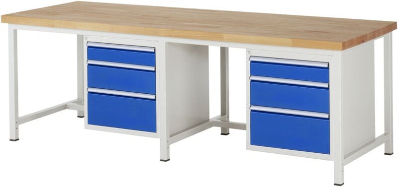 Werkbank 8159A1, B2500xT900xH840mm, 6x Schublade-TA - RAU