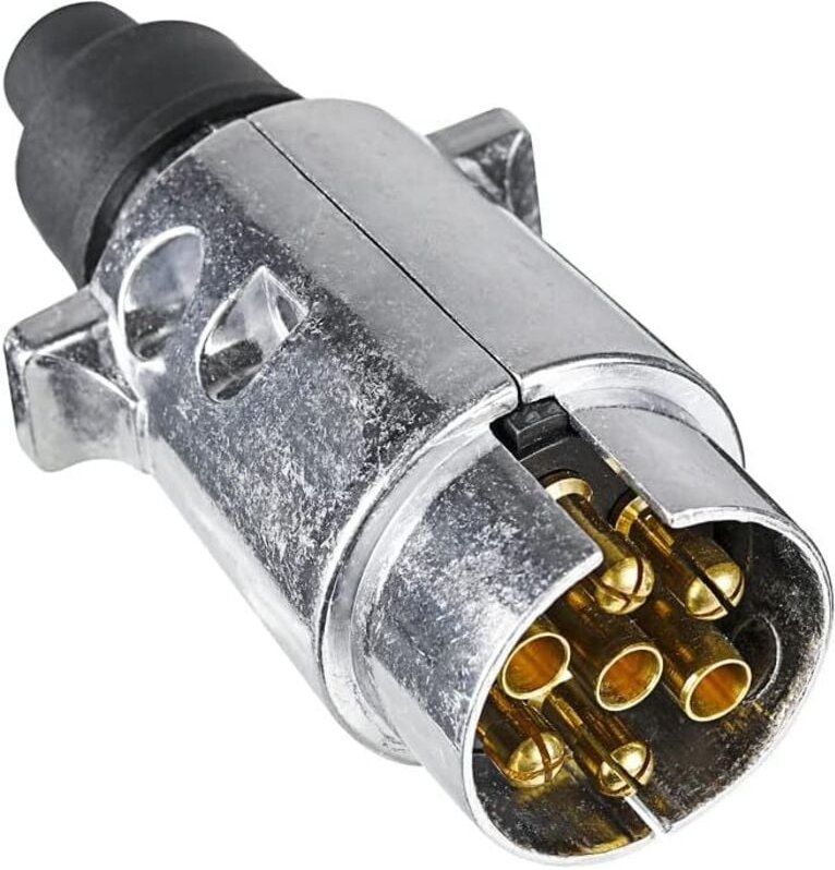 7-poliger Anhängerstecker aus Metall, 12 V wasserdichter 7-poliger Anhängerstecker aus Metall, für Wohnwagen, Wohnmobil,...