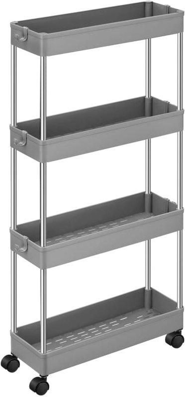 Thumbnail - Schrank auf Rollen mit 4 Regalen, grau - KSC008G01